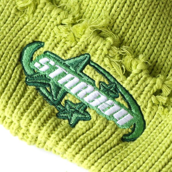 Green Vintage Ripped Knitted Distressed Colorful Knit Beanie - Image 6